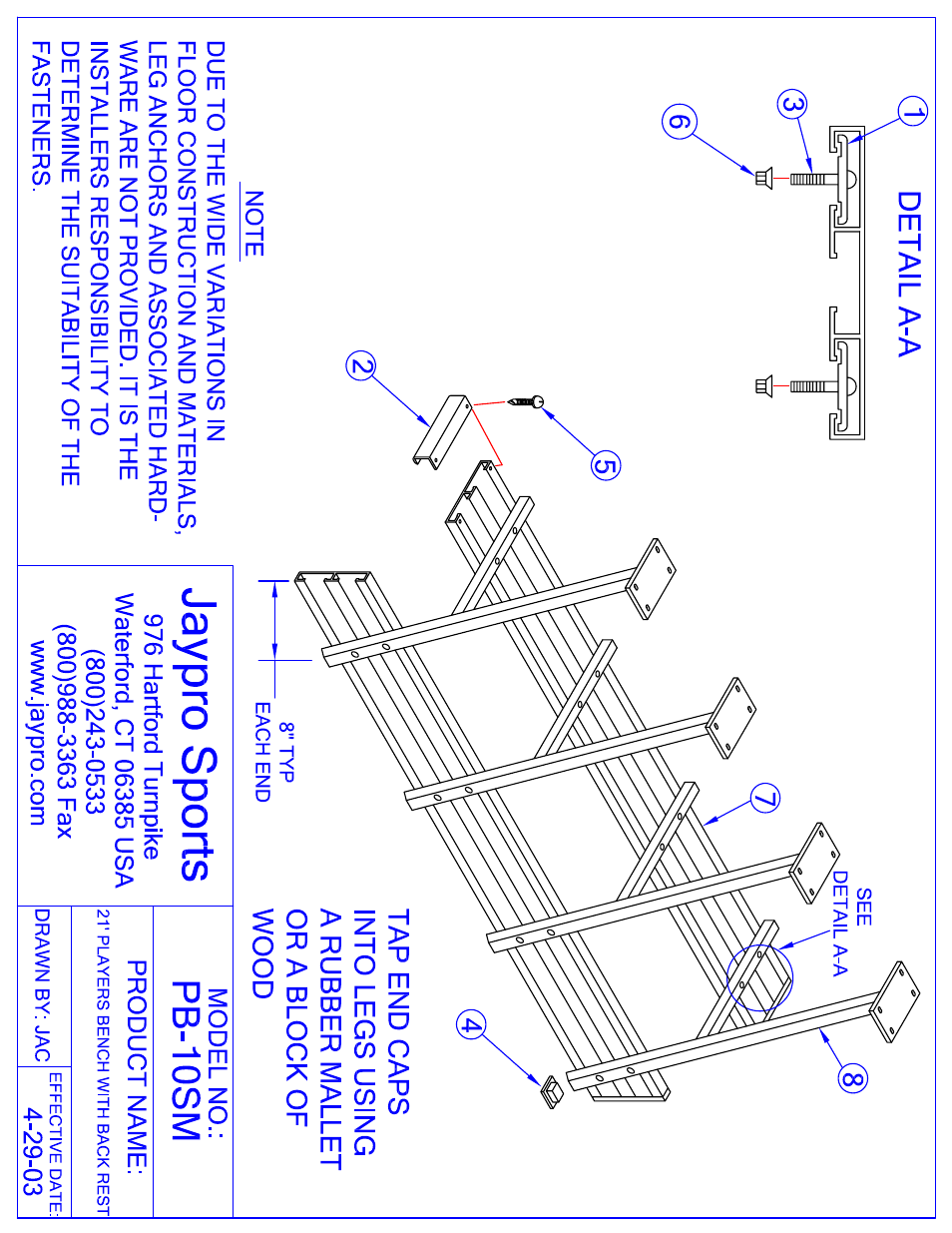 Jaypro Sports PB-10SM User Manual | 2 pages