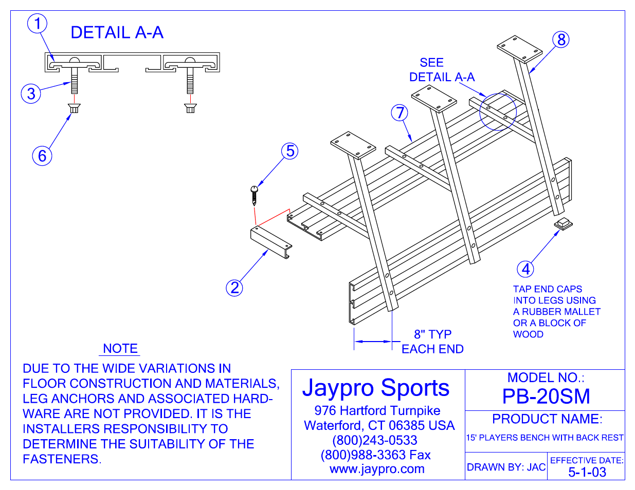 Jaypro Sports PB-20SM User Manual | 2 pages