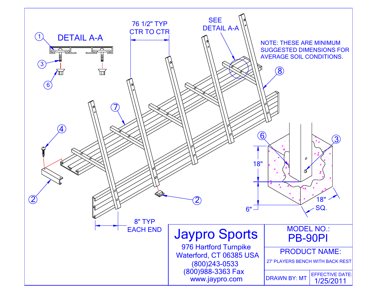 Jaypro Sports PB-90PI User Manual | 2 pages