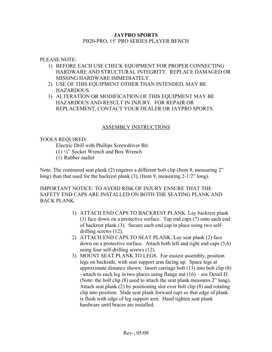 Jaypro Sports PB20-PRO User Manual | Page 2 / 3