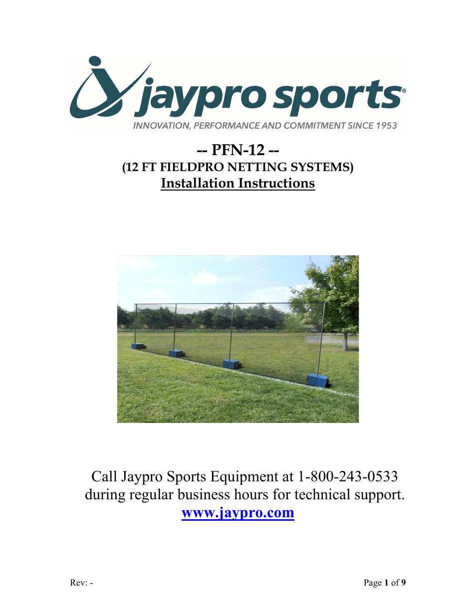 Jaypro Sports PFN-12 User Manual | 9 pages