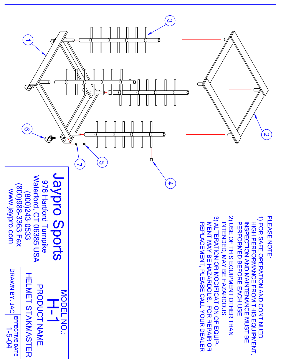 Jaypro Sports H-1 User Manual | 2 pages