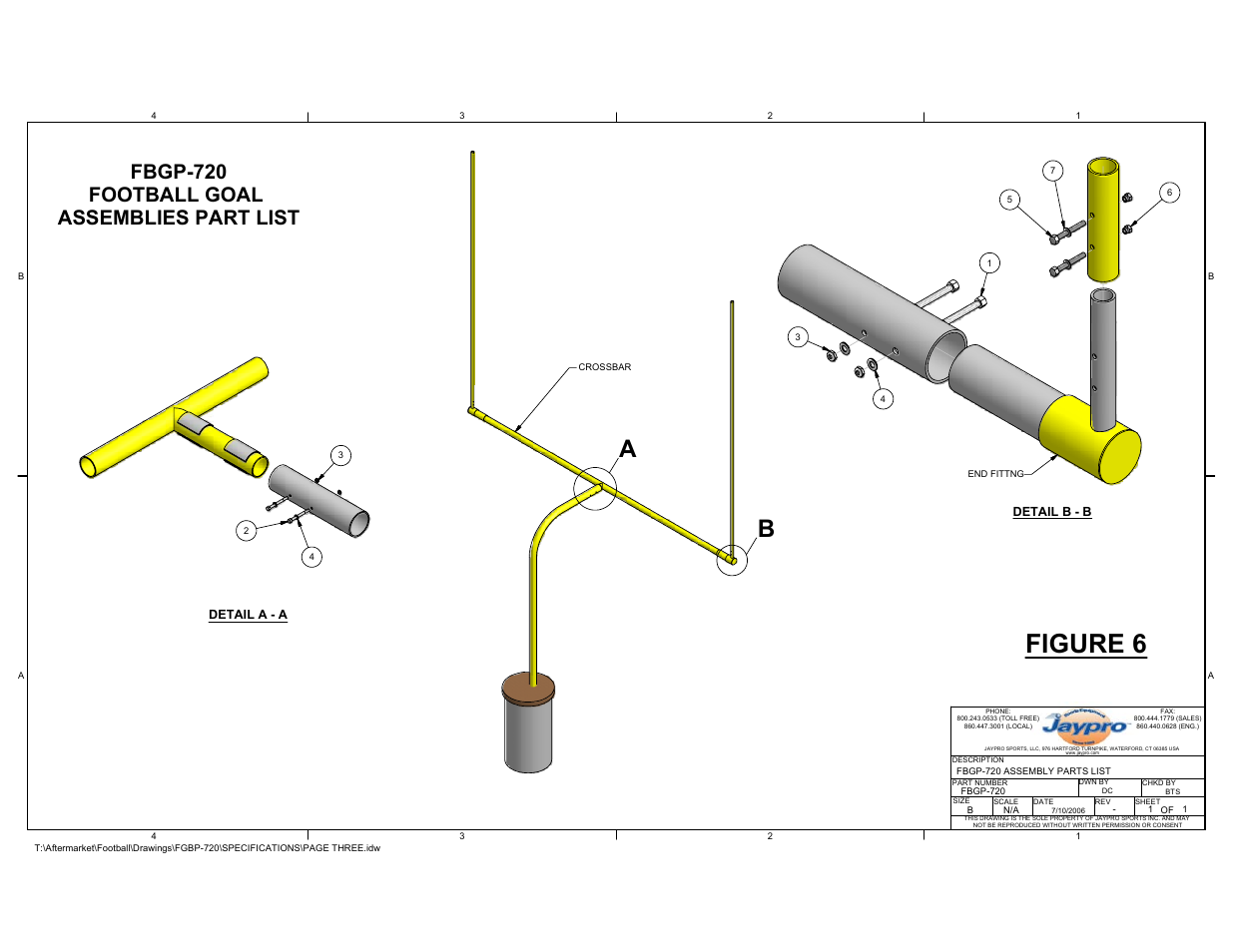 Figure 6, Fbgp-720 football goal assemblies part list | Jaypro Sports FBGP-720 User Manual | Page 12 / 12
