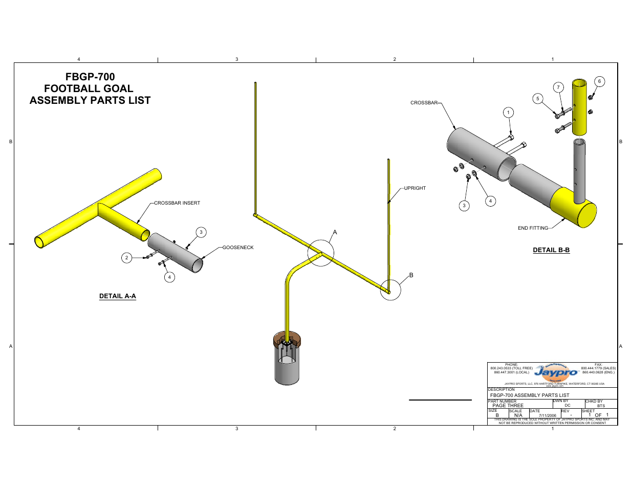 Fbgp-700 football goal assembly parts list | Jaypro Sports FBGP-700C User Manual | Page 11 / 11