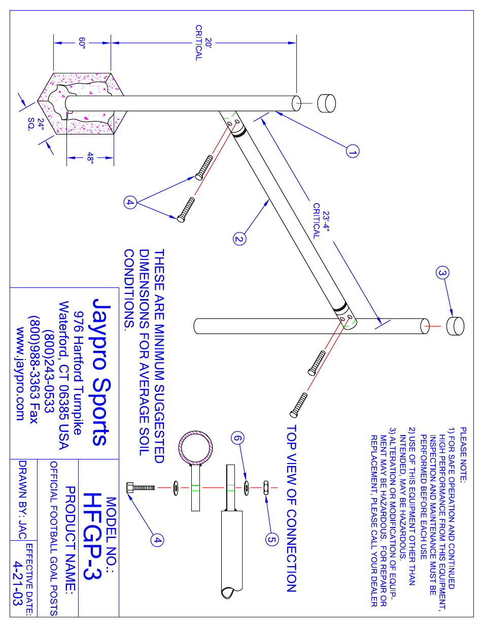 Jaypro Sports HFGP-3 User Manual | 3 pages