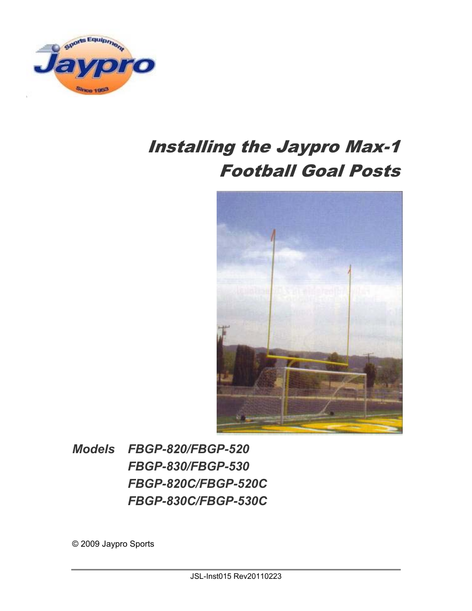 Jaypro Sports FBGP-520C User Manual | 28 pages