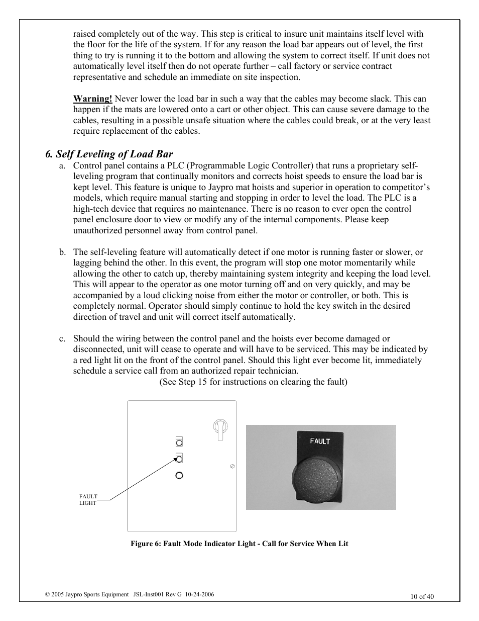 Self leveling of load bar | Jaypro Sports MHWM-D-A User Manual | Page 10 / 40