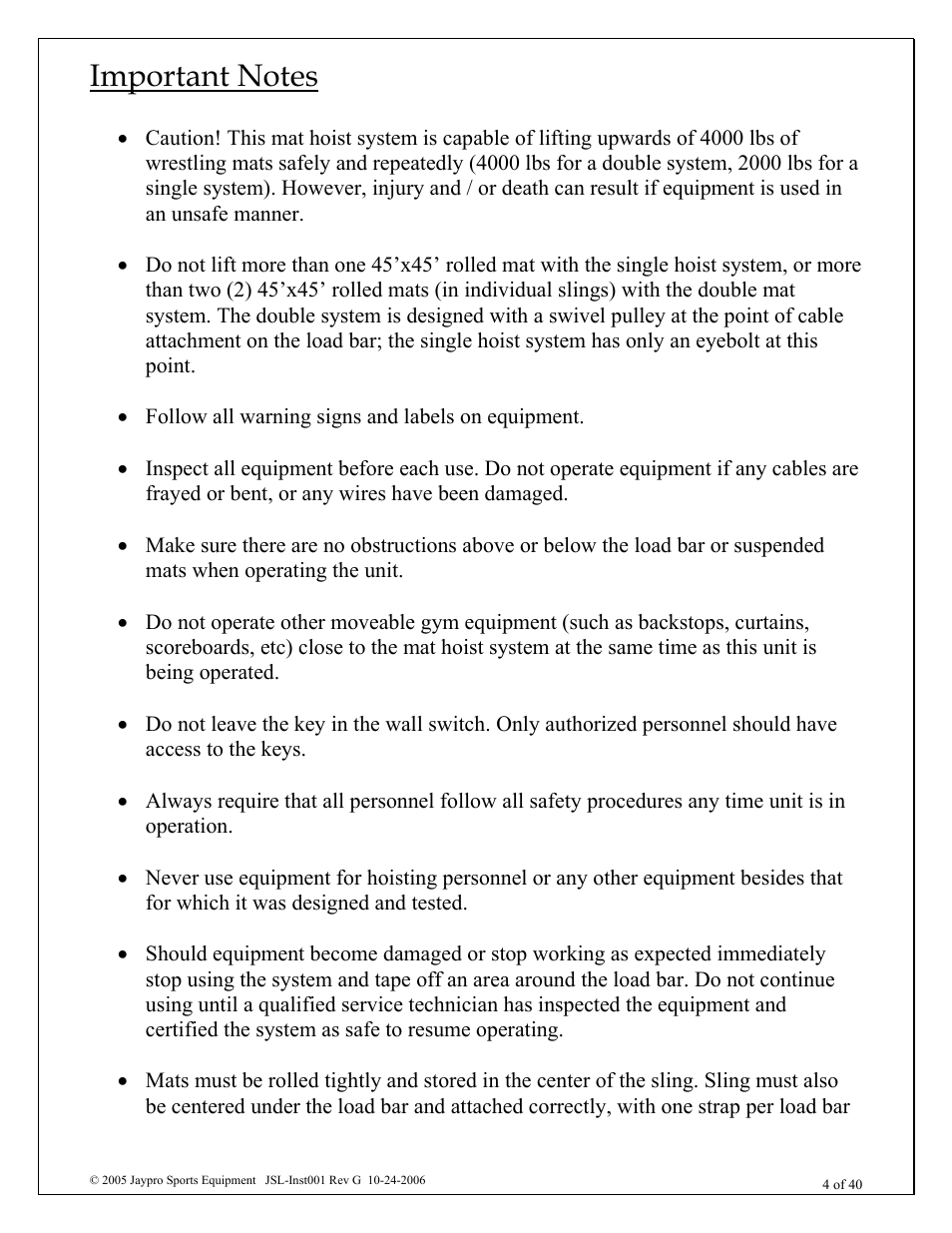 Jaypro Sports MHWM-D-A User Manual | Page 4 / 40