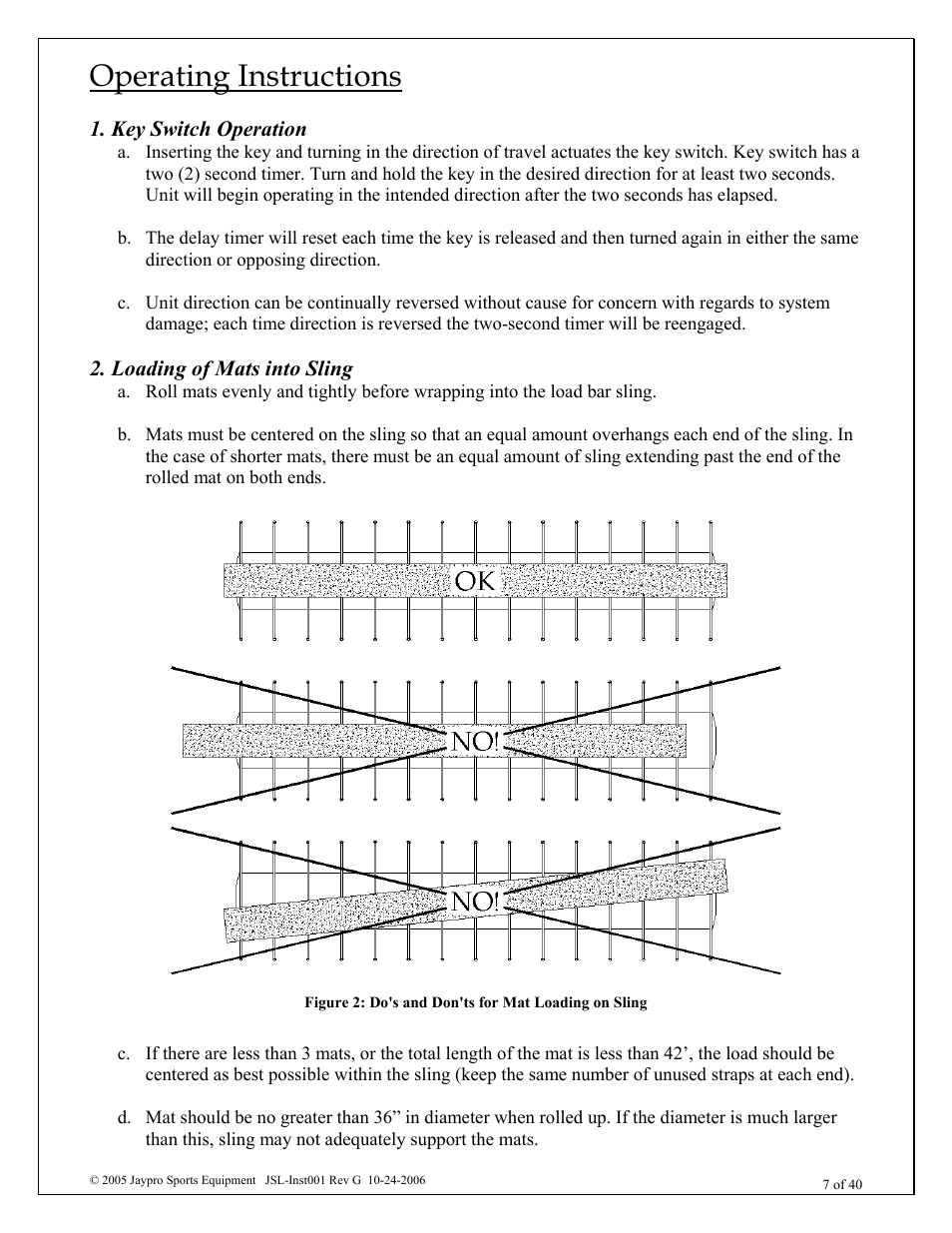Operating instructions | Jaypro Sports MHWM-D-A User Manual | Page 7 / 40