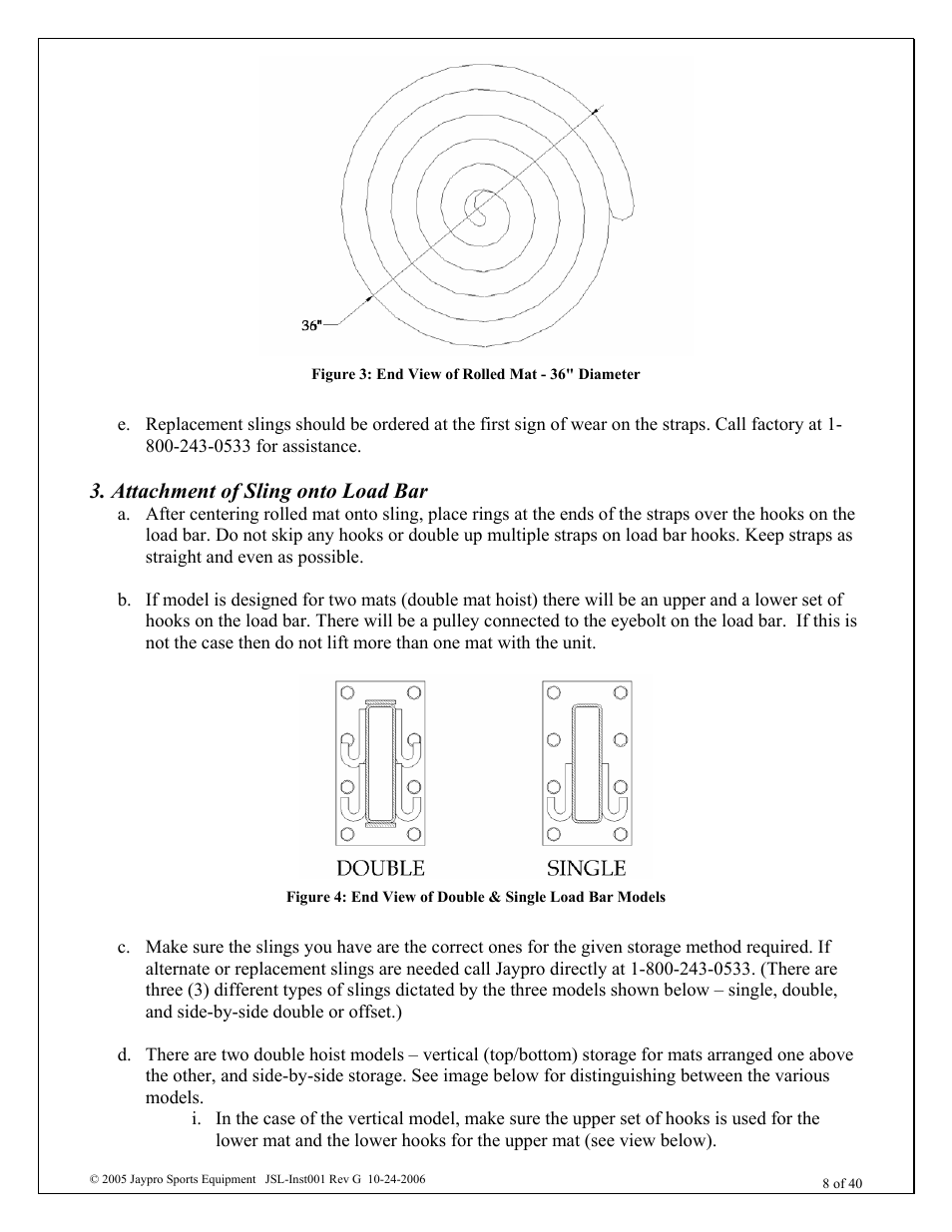 Attachment of sling onto load bar | Jaypro Sports MHWM-D-A User Manual | Page 8 / 40