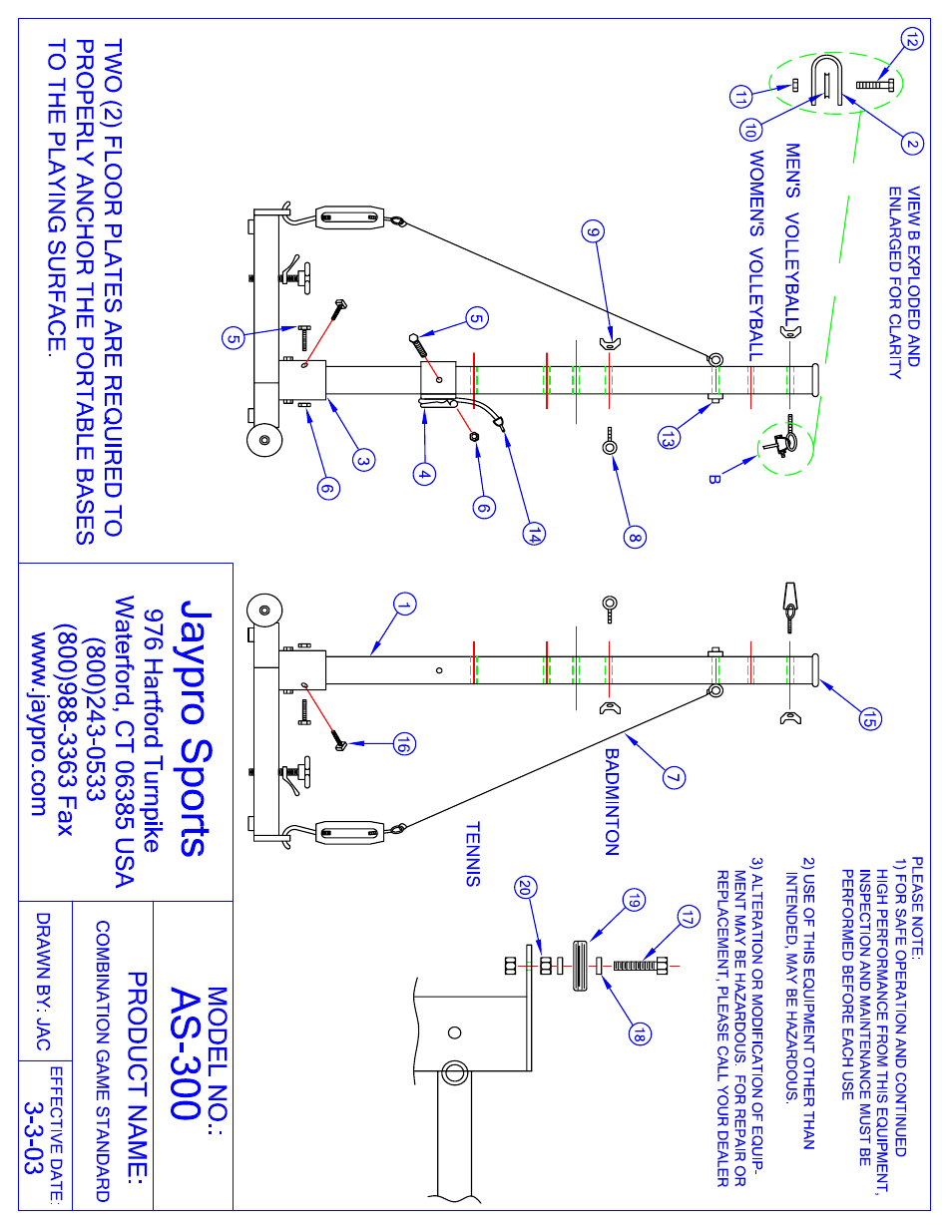 Jaypro Sports AS-300 User Manual | 5 pages
