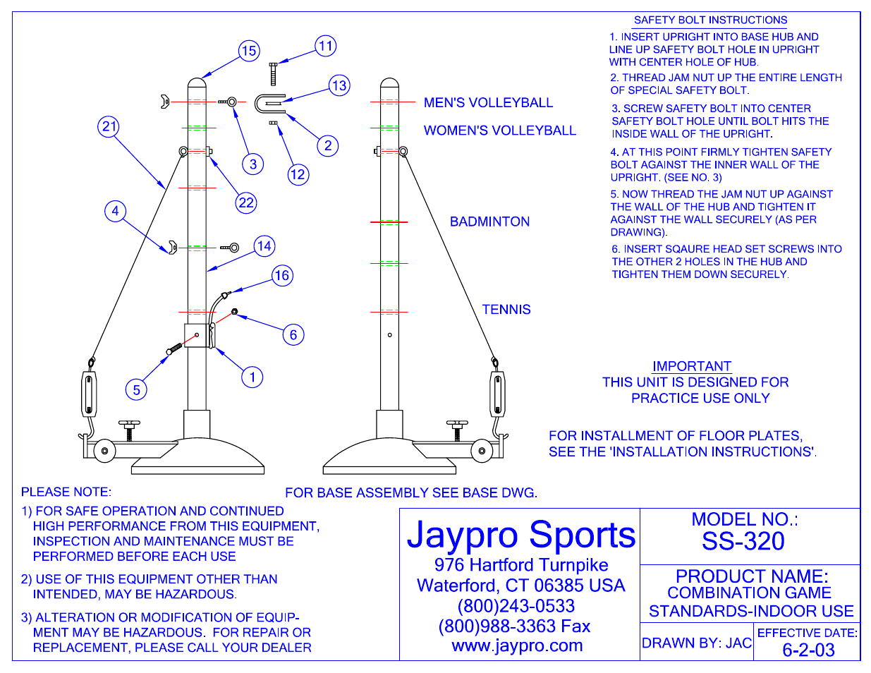 Jaypro Sports SS-320R User Manual | 6 pages