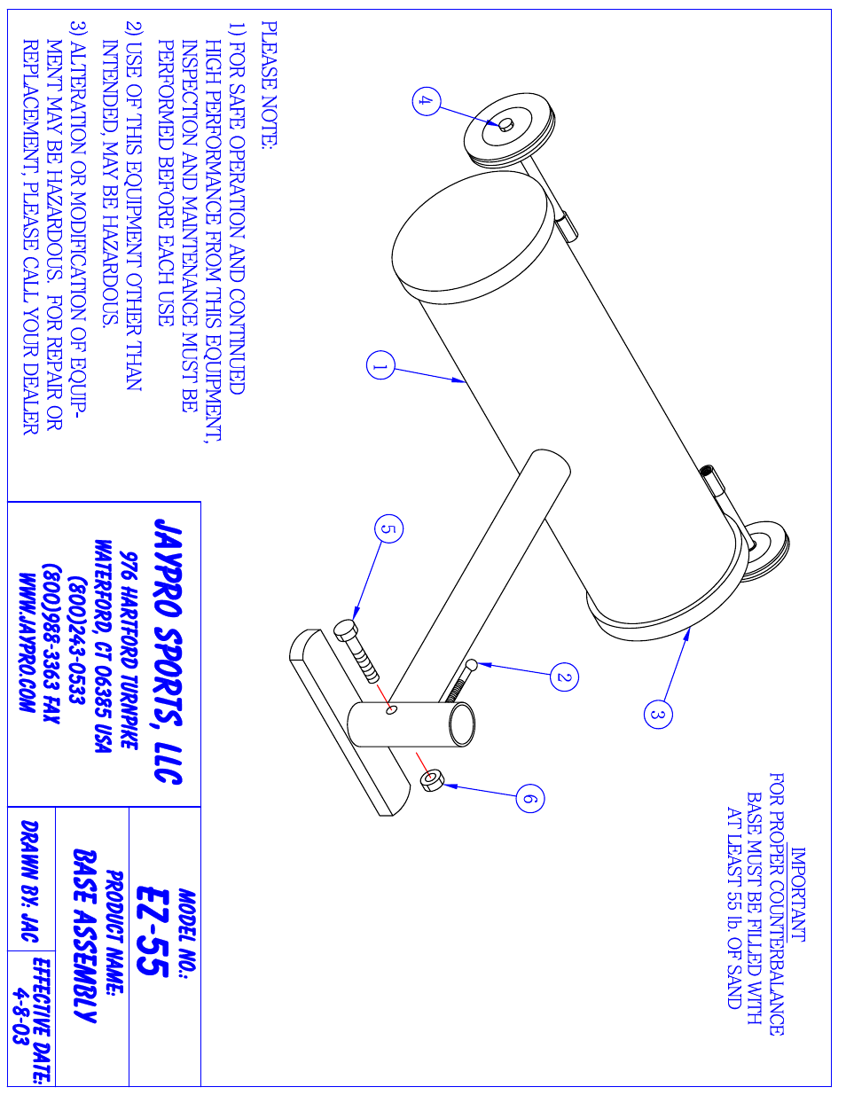 Jaypro Sports EZ-55HP User Manual | 3 pages