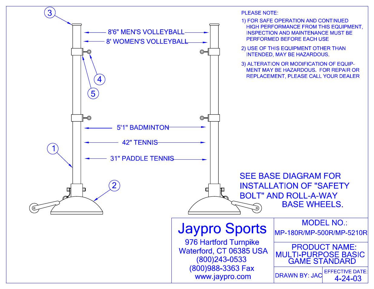 Jaypro Sports MP-521R User Manual | 4 pages