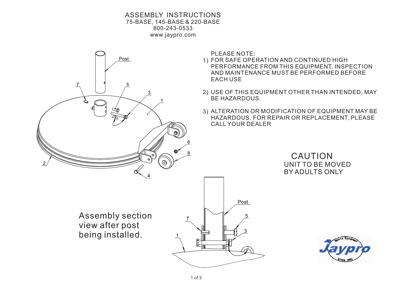 Caution | Jaypro Sports MP-521R User Manual | Page 2 / 4