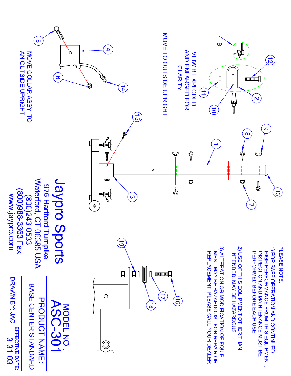 Jaypro Sports ASC-301 User Manual | 3 pages