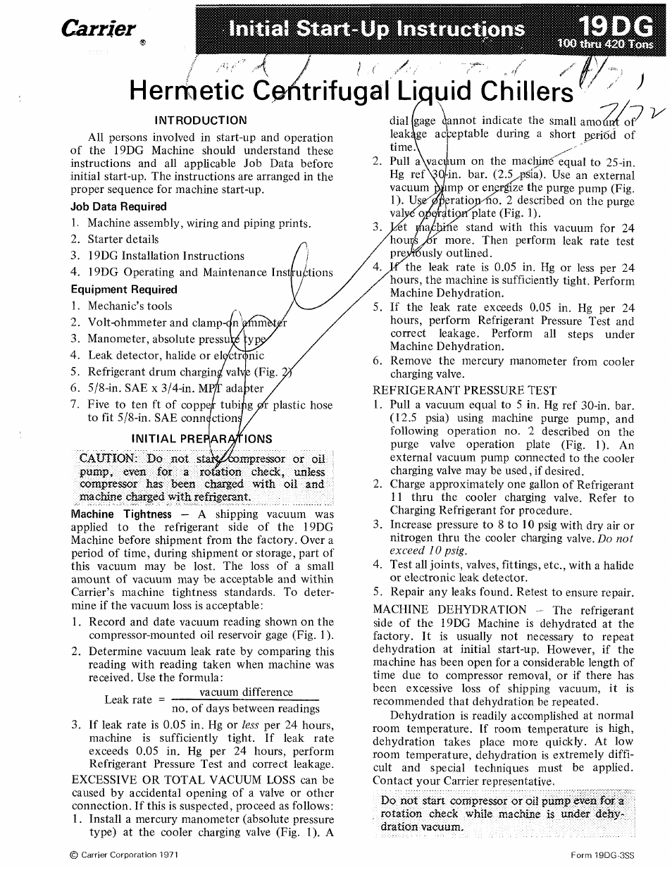 Carrier 19DG User Manual | 8 pages