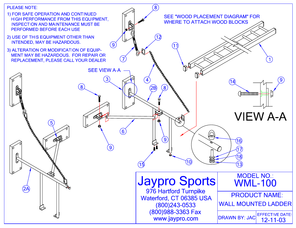 Jaypro Sports WML-100 User Manual | 4 pages