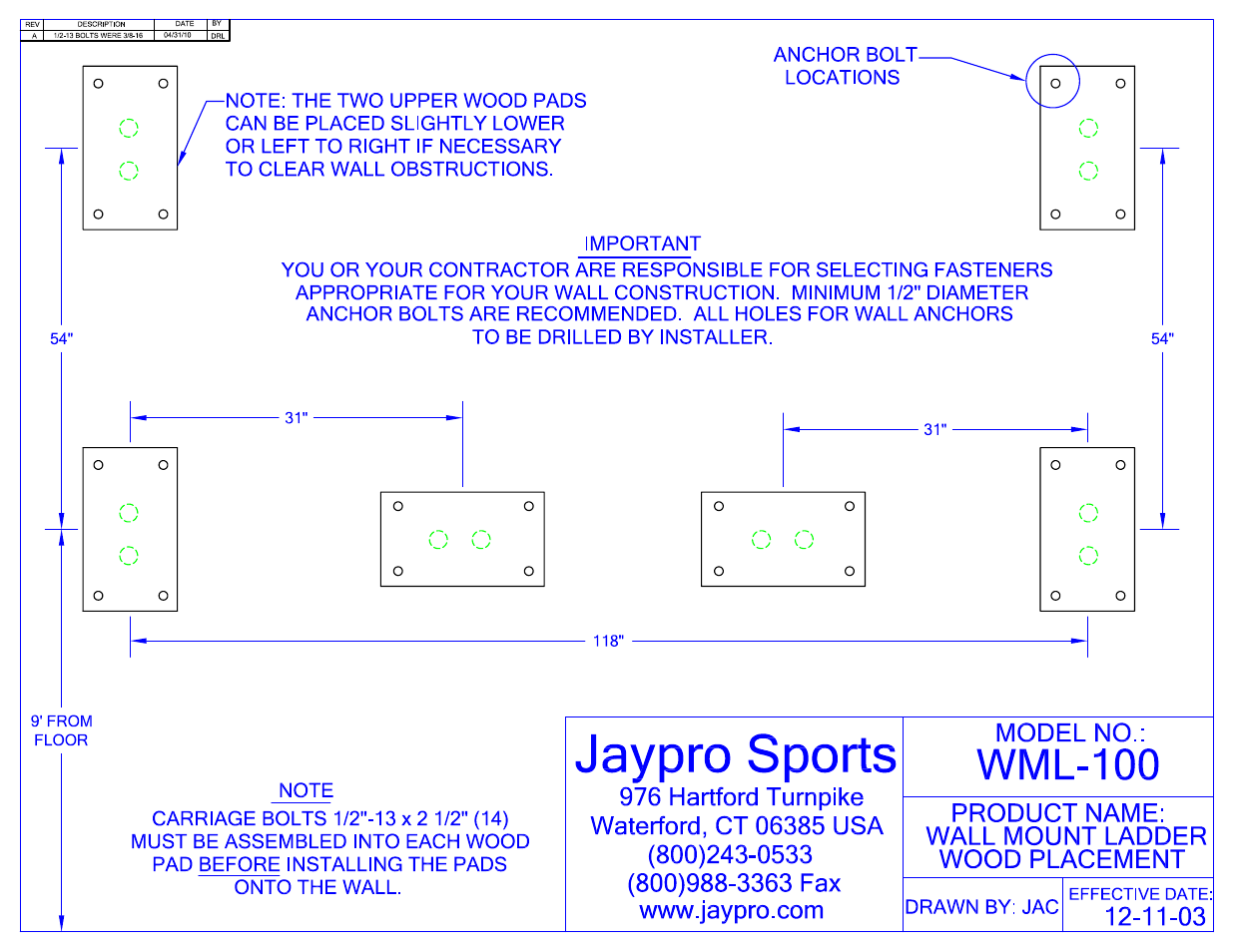 Jaypro Sports WML-100 User Manual | Page 2 / 4