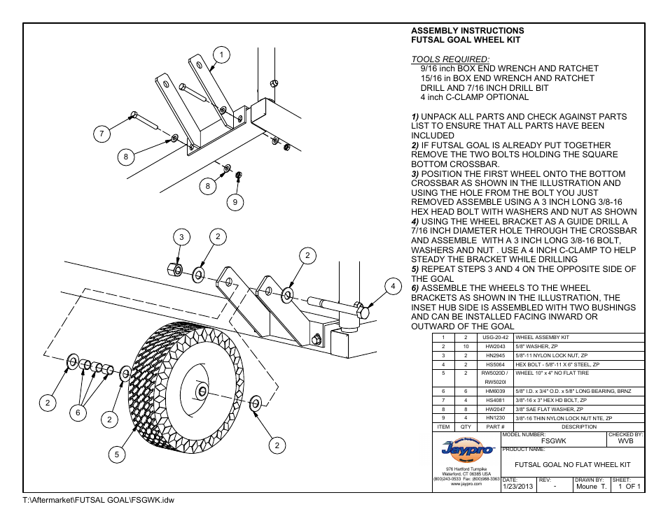 Jaypro Sports FSGWK User Manual | 1 page