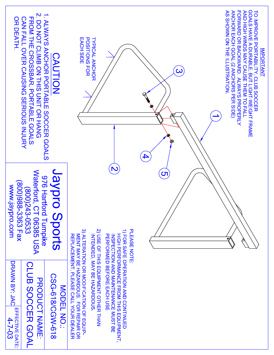 Jaypro Sports CGW-618 User Manual | 2 pages