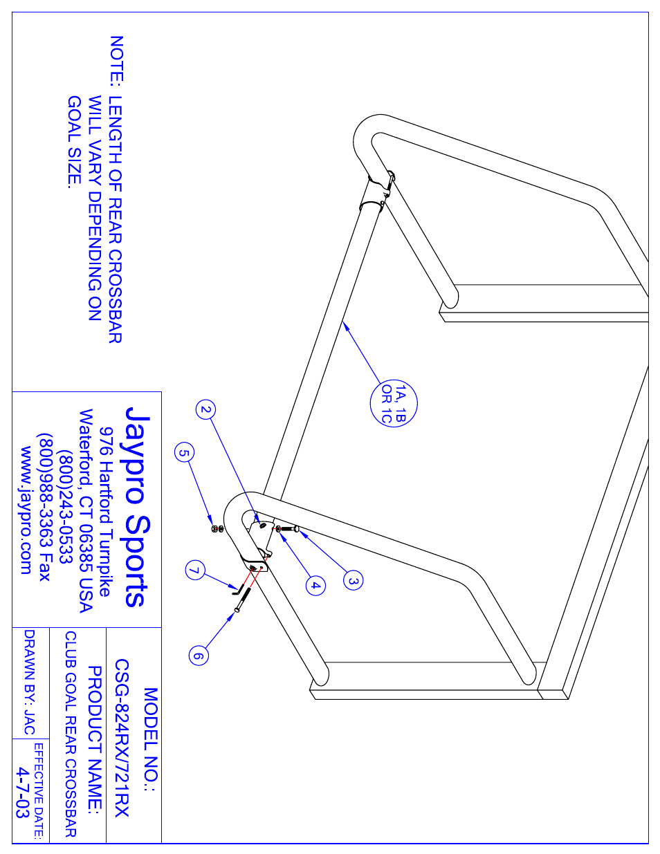 Jaypro Sports CSG-618RX User Manual | 2 pages