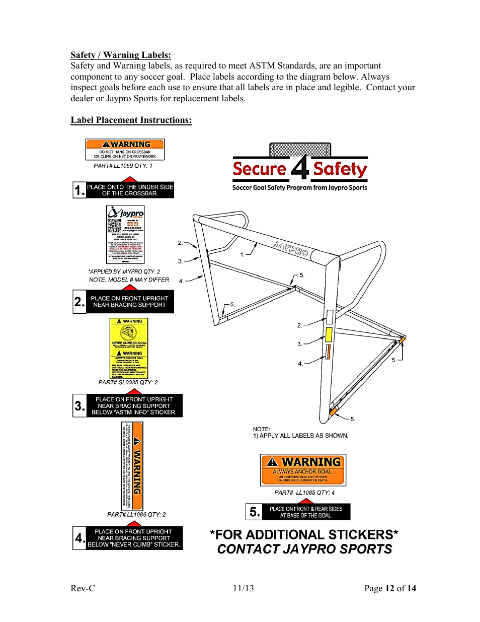 Jaypro Sports RCG-9S User Manual | Page 12 / 14