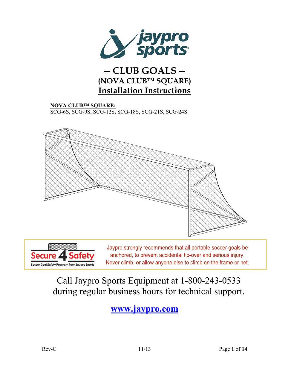 Jaypro Sports SCG-9S User Manual | 14 pages