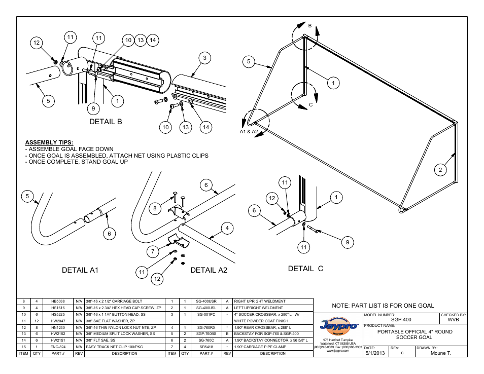 Jaypro Sports SGP-400 User Manual | 5 pages