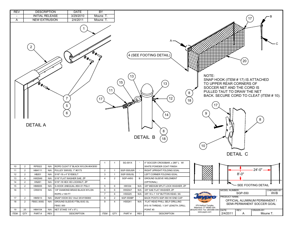 Jaypro Sports SGP-550 User Manual | 3 pages