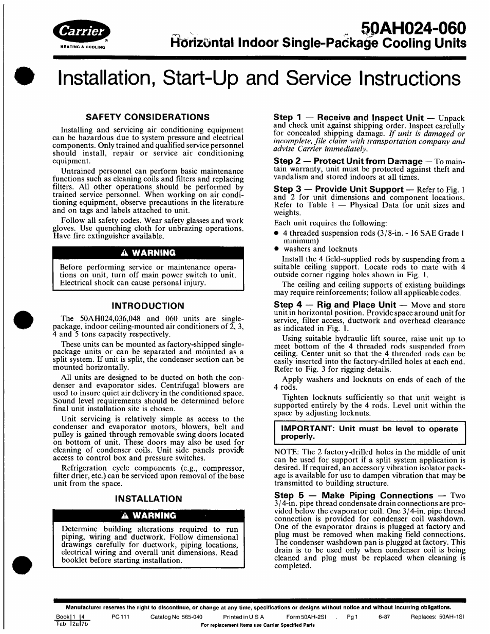 Carrier 50AH024-060 User Manual | 6 pages