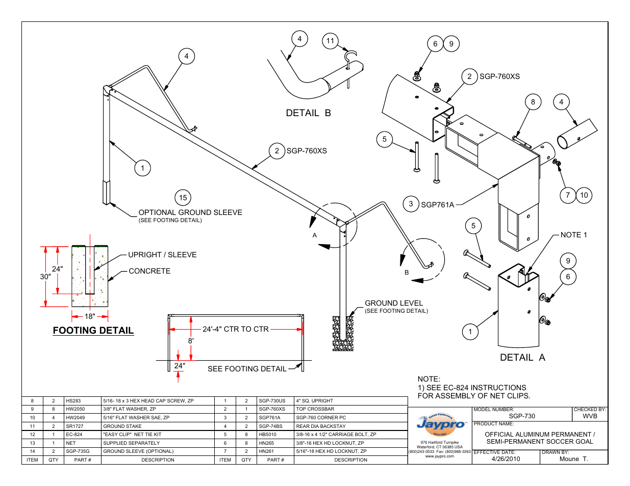 Jaypro Sports SGP-730 User Manual | 4 pages