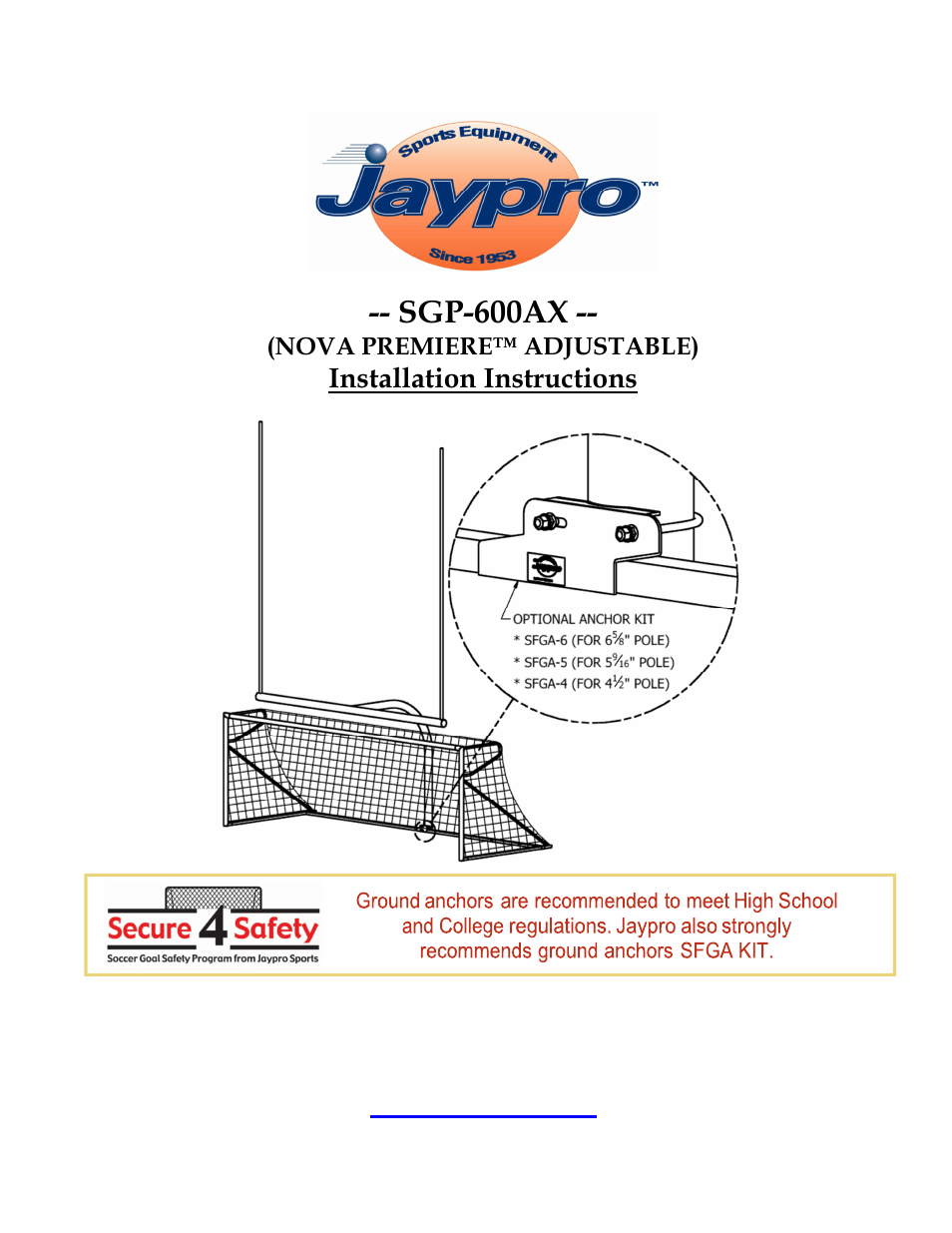 Jaypro Sports SGP-600AX User Manual | 12 pages