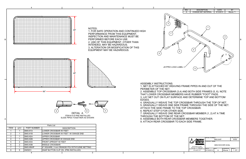 Jaypro Sports SMG-8HP User Manual | 1 page