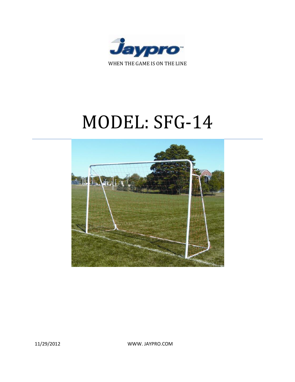 Jaypro Sports SFG-14 User Manual | 4 pages