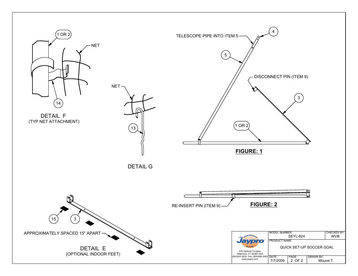 Figure: 1 figure: 2 detail f, Detail e, Detail g | Jaypro Sports SEYL-824 User Manual | Page 2 / 4