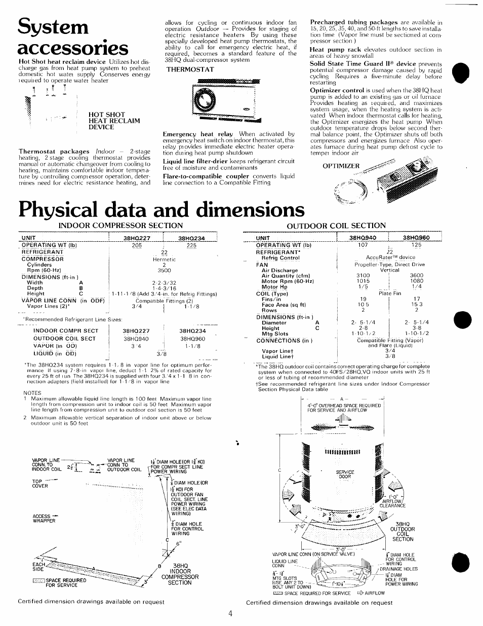 System, Accessories, Asmoseo | System accessories, Physical data and dimensions | Carrier WEATHERMASTER 38HQ User Manual | Page 4 / 8