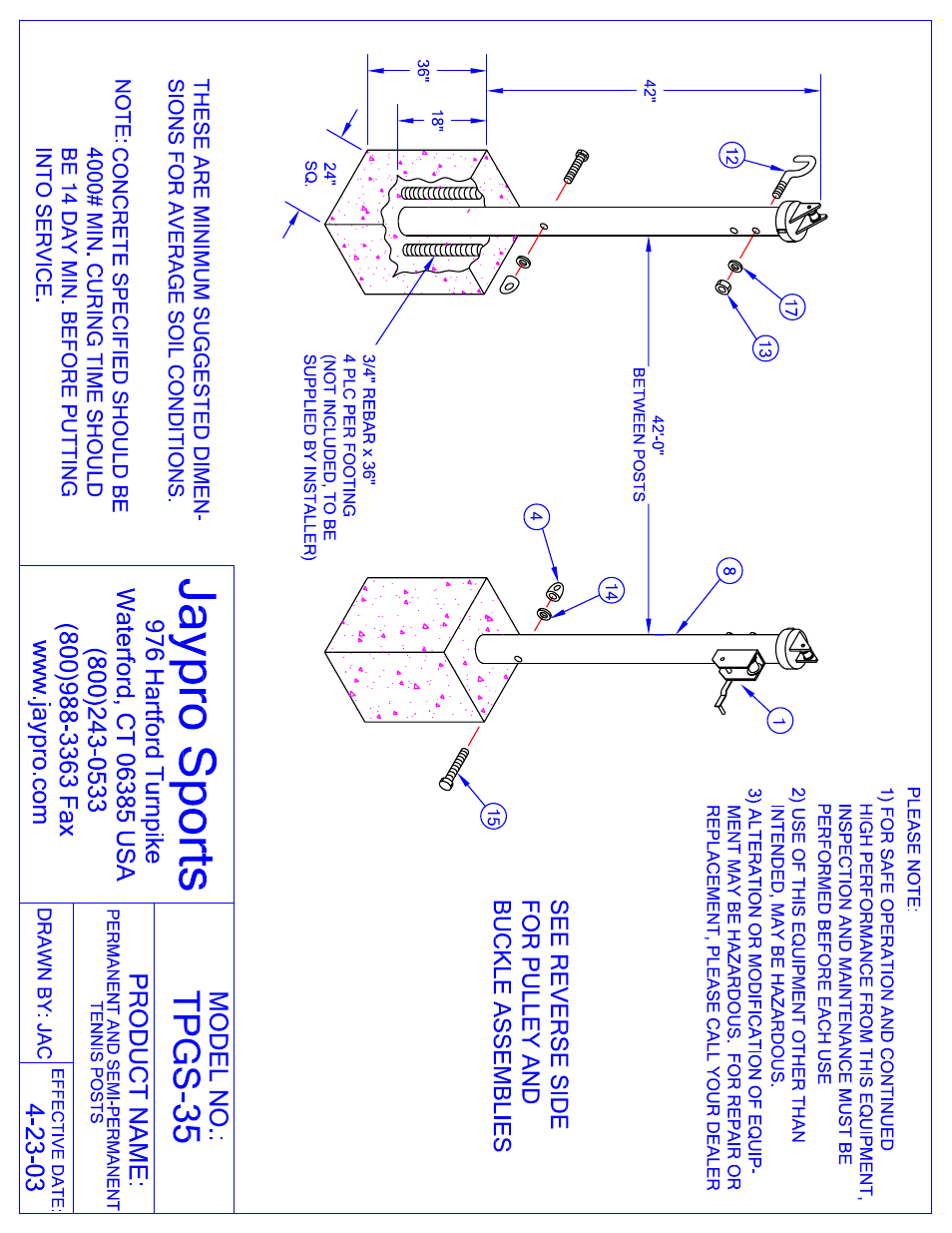 Jaypro Sports TPGS-35 User Manual | 3 pages