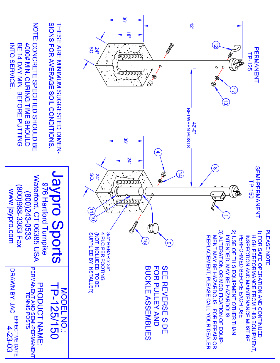 Jaypro Sports TP-125 User Manual | 3 pages