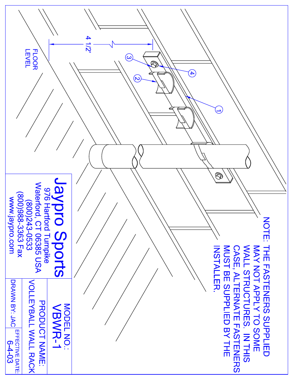 Jaypro Sports VBWR-1 User Manual | 2 pages