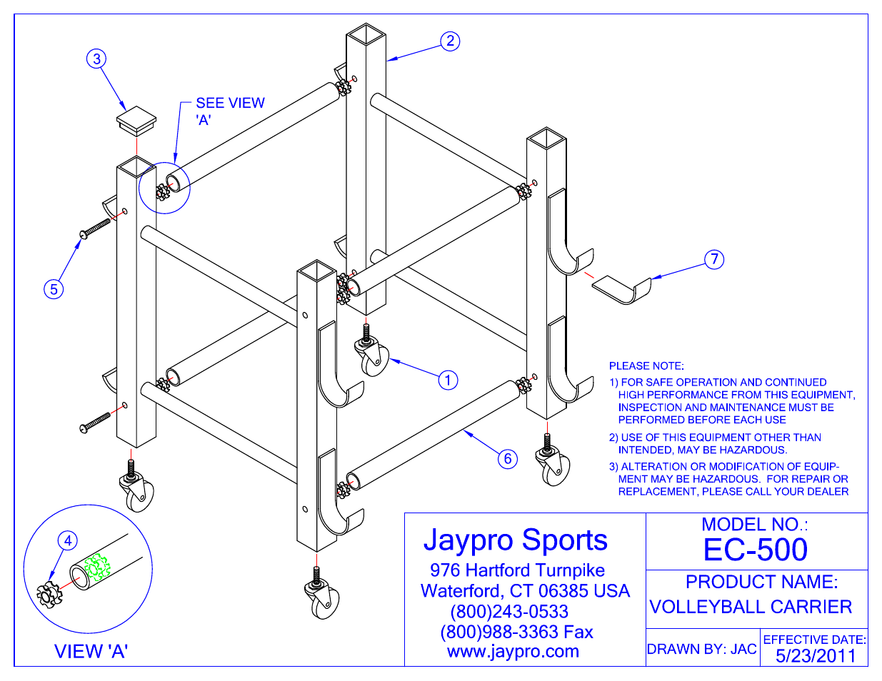 Jaypro Sports EC-500 User Manual | 2 pages