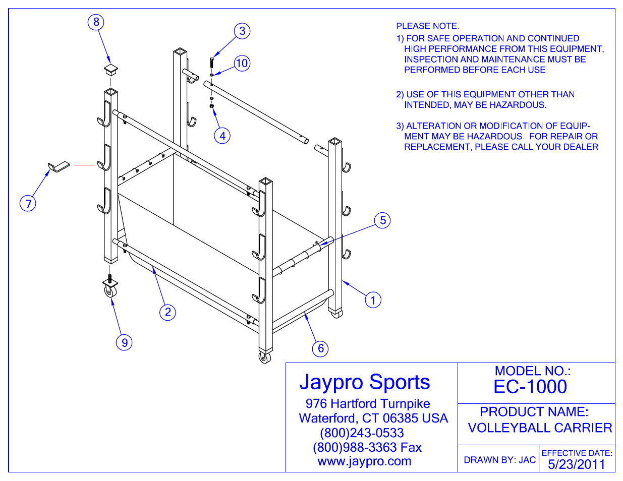 Jaypro Sports EC-1000 User Manual | 2 pages