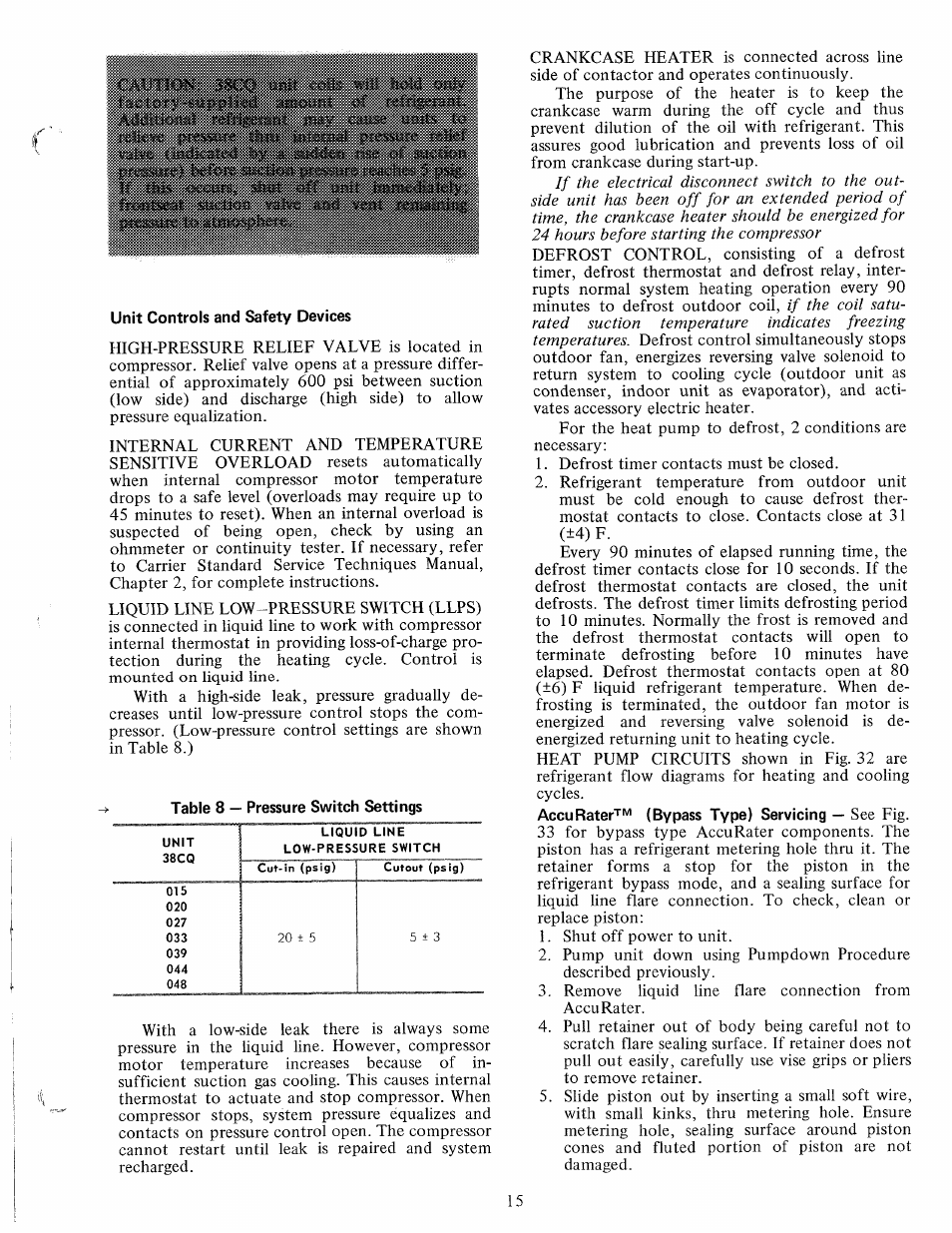 Unit controls and safety devices | Carrier 38CQ User Manual | Page 15 / 20