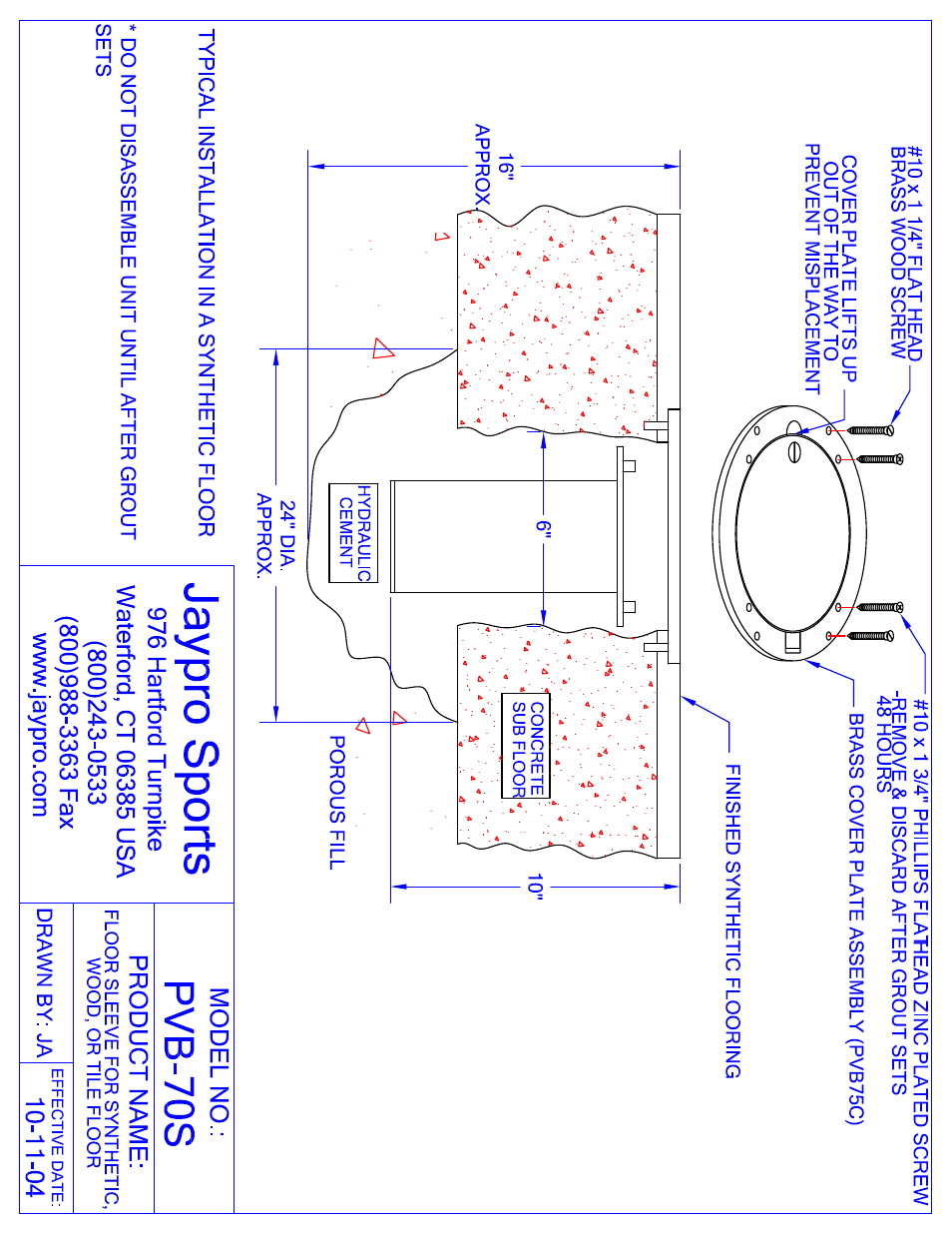 Jaypro Sports PVB-70S User Manual | 9 pages