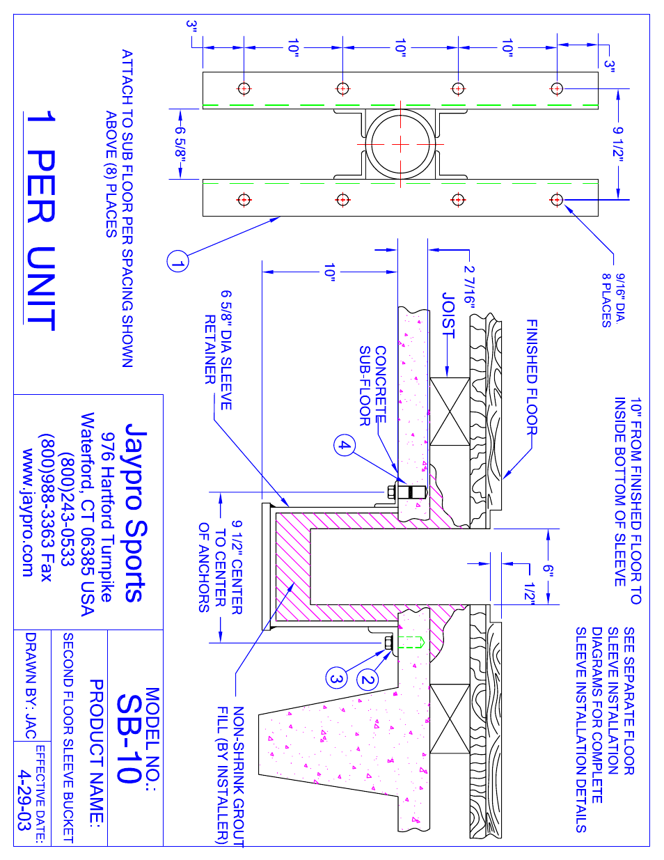 Jaypro Sports SB-10 User Manual | 3 pages