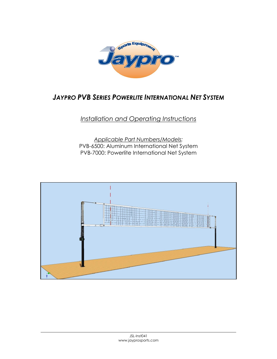 Jaypro Sports PVB-6500 User Manual | 10 pages