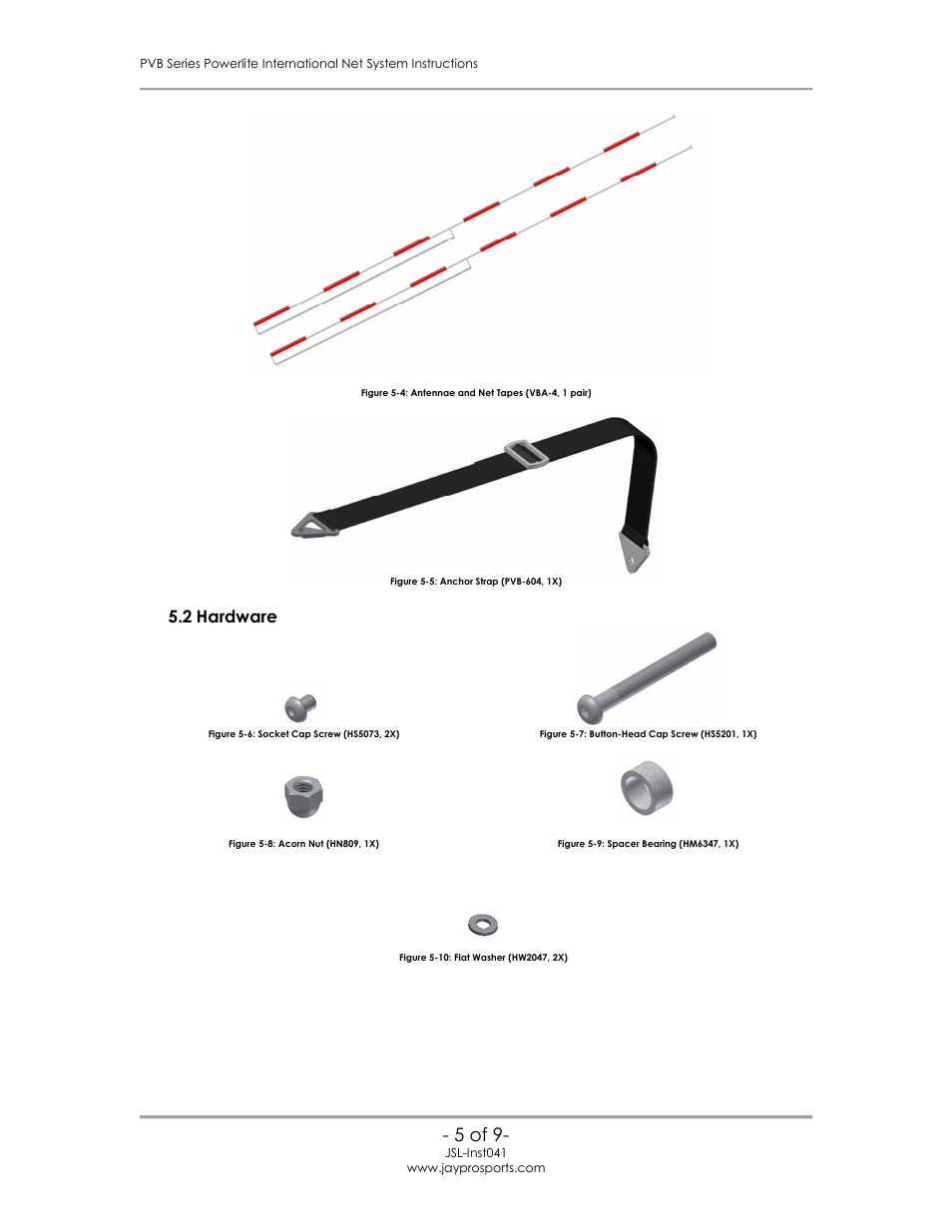 Hardware, 5 of 9, 2 hardware | Jaypro Sports PVB-6500 User Manual | Page 6 / 10