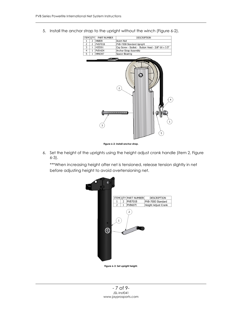 Jaypro Sports PVB-6500 User Manual | Page 8 / 10