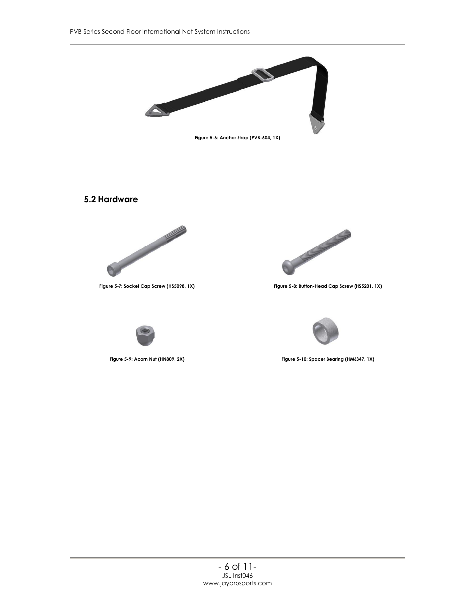 Hardware, 6 of 11 | Jaypro Sports PVB-2500 User Manual | Page 7 / 12