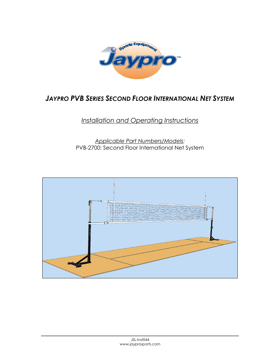 Jaypro Sports PVB-2700 User Manual | 12 pages